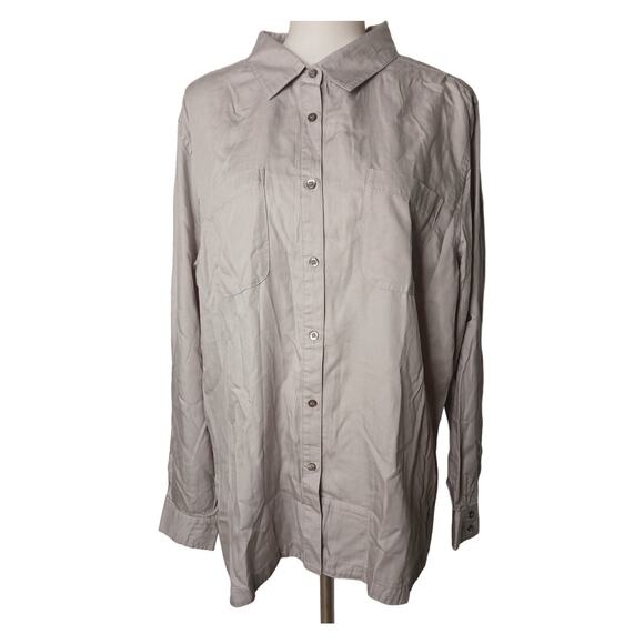 SCOTTeVEST Charlotte Chambray Shirt Long Sleeves Gray NWT Plus Size M1/XXL - Picture 1 of 12